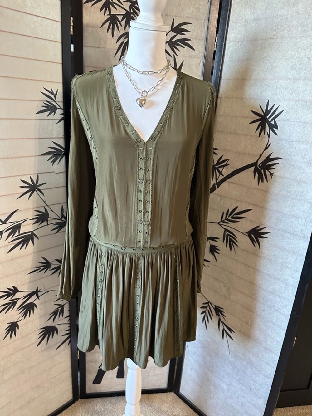 Ramy Brook New York Cold Shoulder Eyelet Dress M